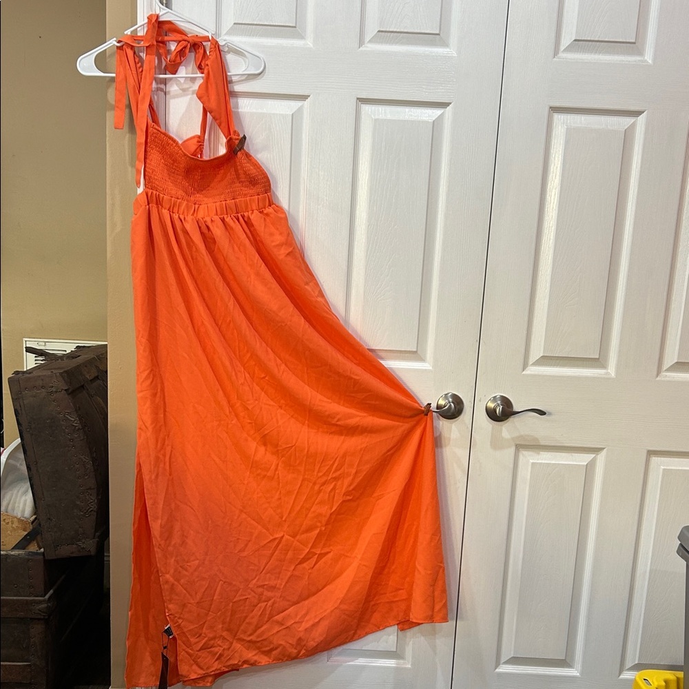 SHEIN Orange Halter Maxi Dress